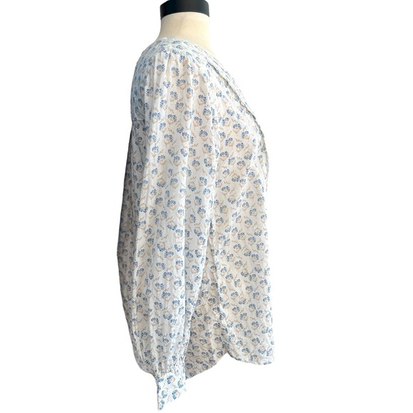 Kori America Peasant Popover V Neck Long Sleeve Shirt Small Cottagecore Coquette - Picture 3 of 8